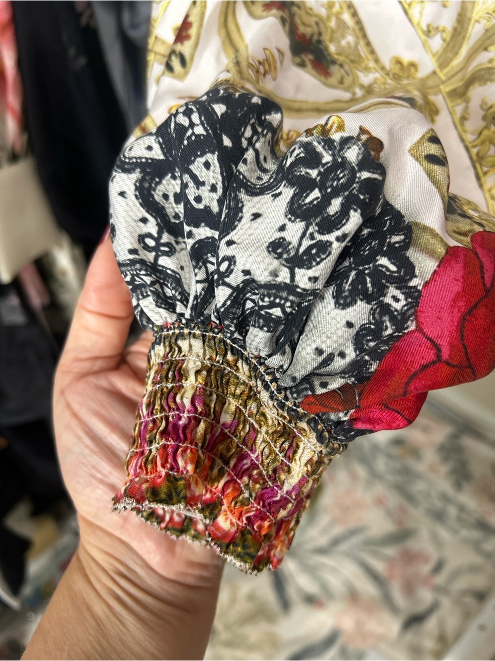CAMILLA Floral Off the Shoulder Silk Blouse - Picture 7 of 9